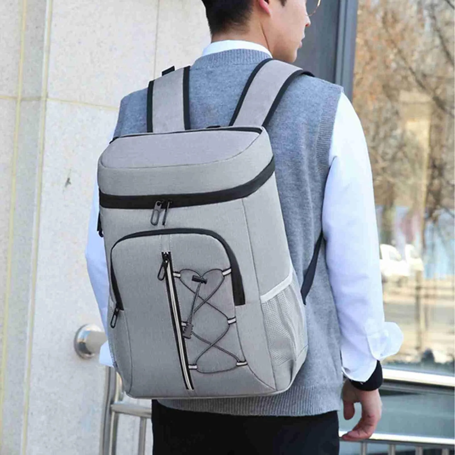 Cooler Camping Backpack, Oxford Cloth Aluminum Foil Insulated Backpack with Enough Space