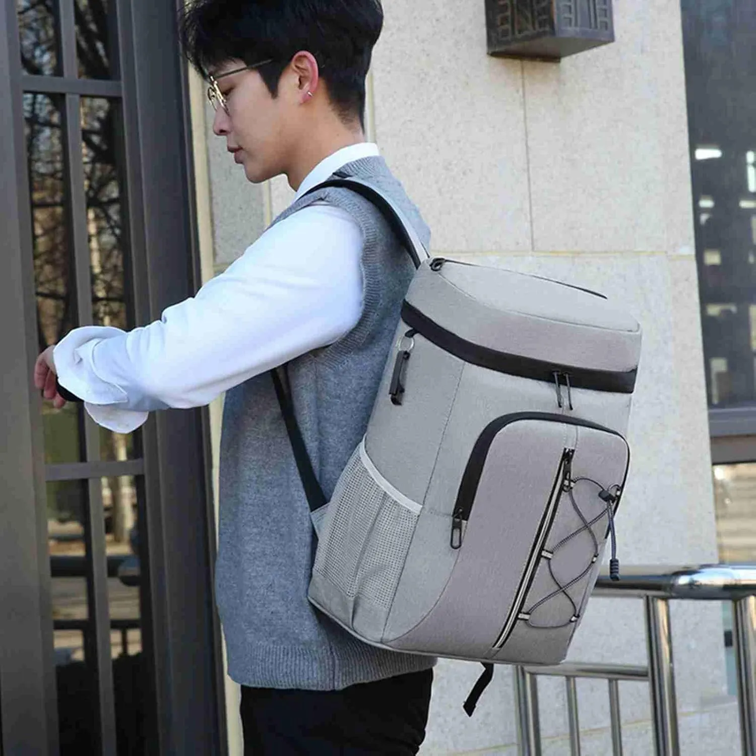 Cooler Camping Backpack, Oxford Cloth Aluminum Foil Insulated Backpack with Enough Space