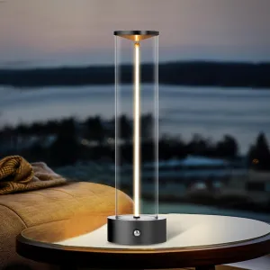 Cordless Portable LED Table Lamp， Rechargeable Battery Operated Desk Lamp with Touch Sensor, Three-Level Dimmable Suitable for Bars/Cafes/Restaurants/Bedrooms/Camping Site (Black)