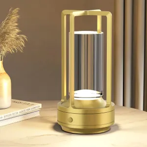 Cordless Portable Table Lamp Rechargeable for Indoor/Outdoor, 3000mAh Small Battery Powered Operated Lights, 3 Color Modes Dimmable Waterproof, LED Desk Lamp for Restaurant/Bedroom/Camping (Gold)