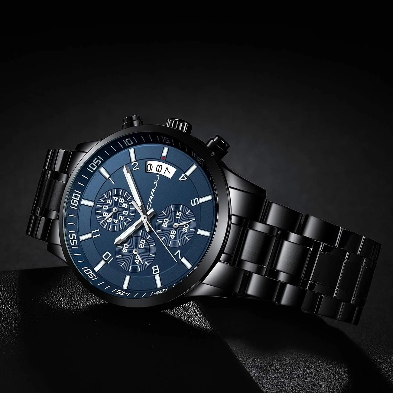 CRRJU Men's Fashion Stainless Steel Watches Date Waterproof Chronograph Wristwatches,Stainsteel Steel Band Waterproof Watch
