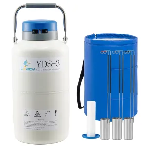 CXRCY 3L Aluminum Alloy Cryogenic Container Liquid Nitrogen (LN2) Dewar, Tank Dewar with 6 Canisters & Carry Bag, Durable, Lnsulation & Vacuum Design can Safely Store Liquid Nitrogen