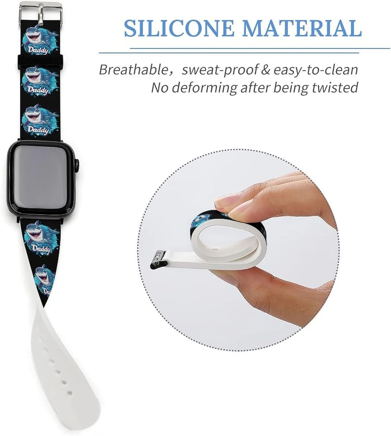 Daddy Shark Watch Bands Silicone Strap Sport Bands Replacement Strap Wristbands Compatible with Apple Watch