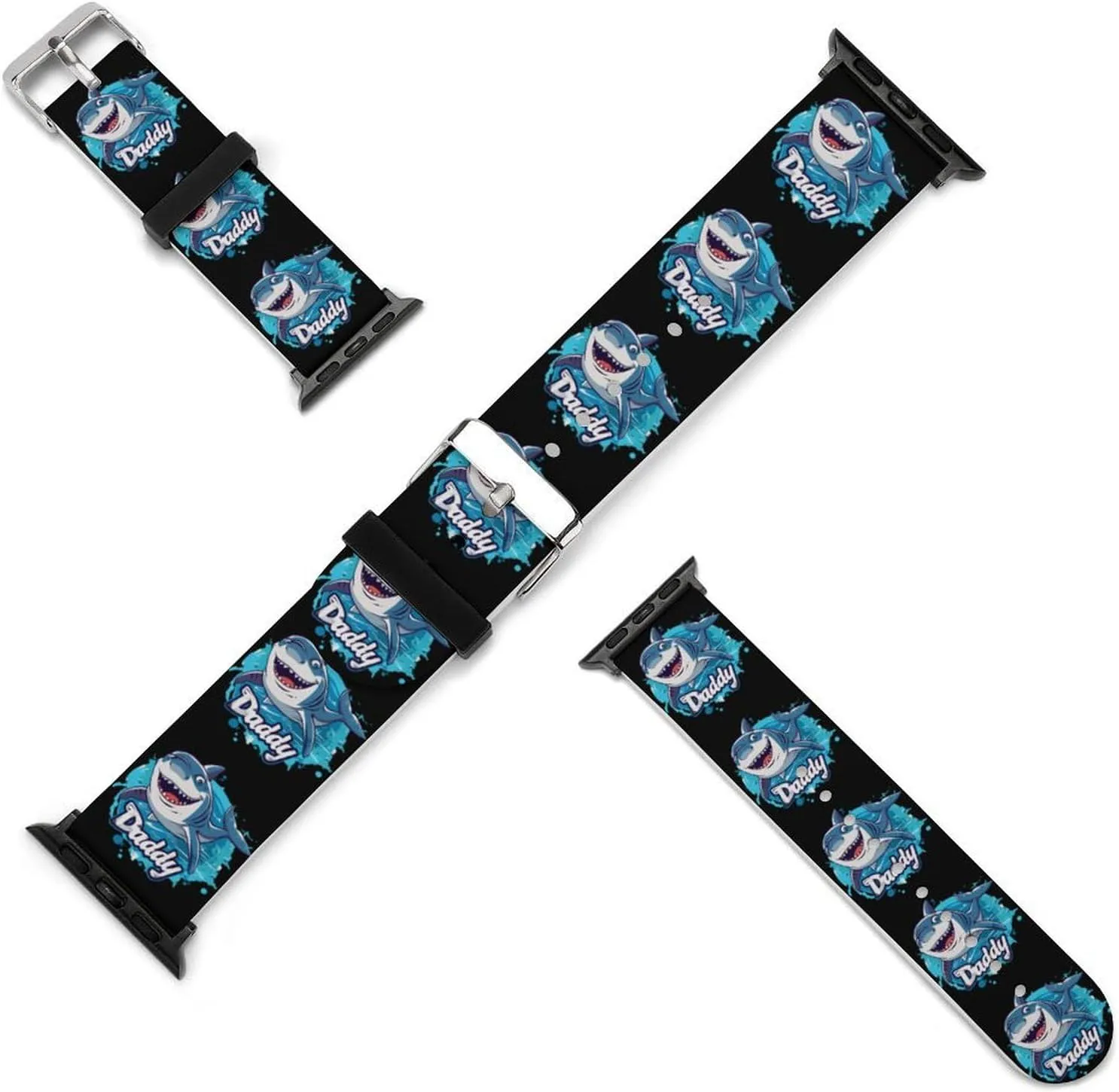 Daddy Shark Watch Bands Silicone Strap Sport Bands Replacement Strap Wristbands Compatible with Apple Watch