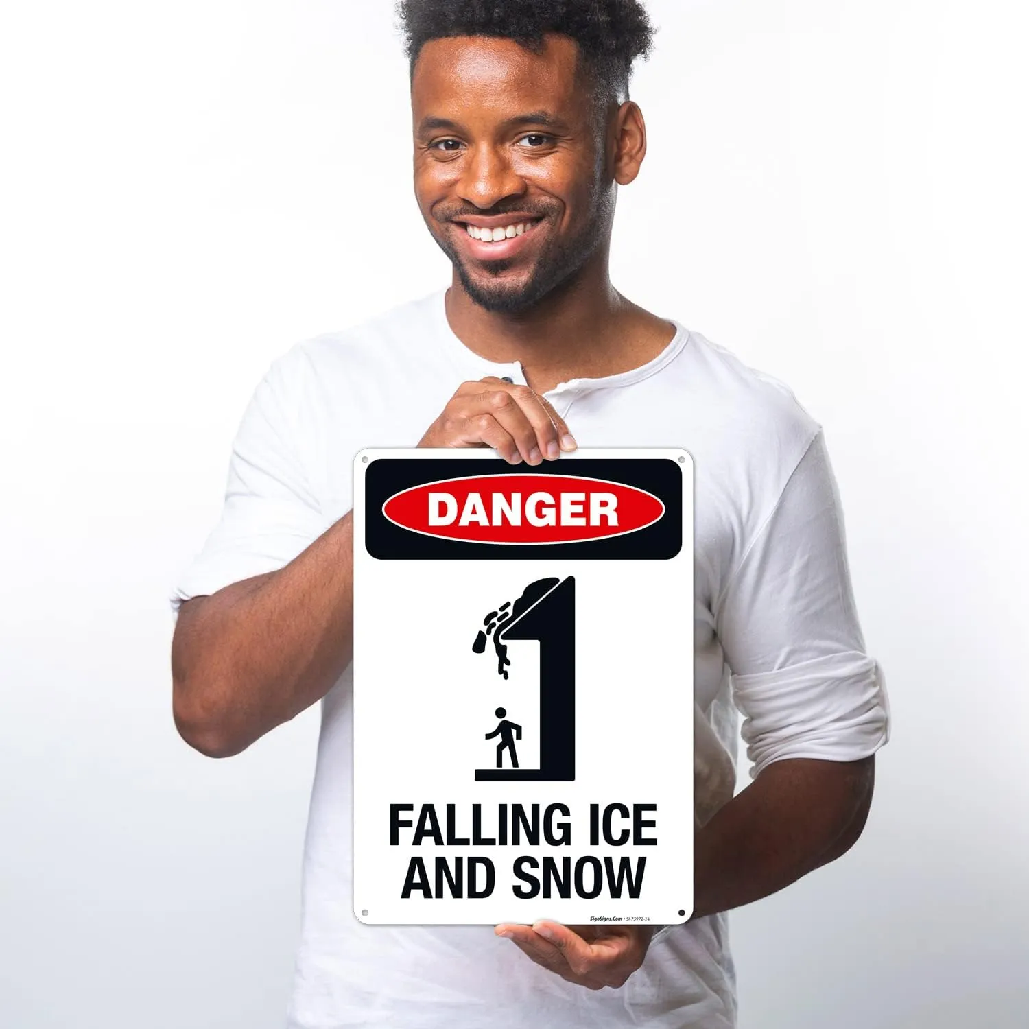 Danger Falling Ice and Snow Sign, 10x14 Inches, Rust Free .040 Aluminum, Fade Resistant, Made in USA