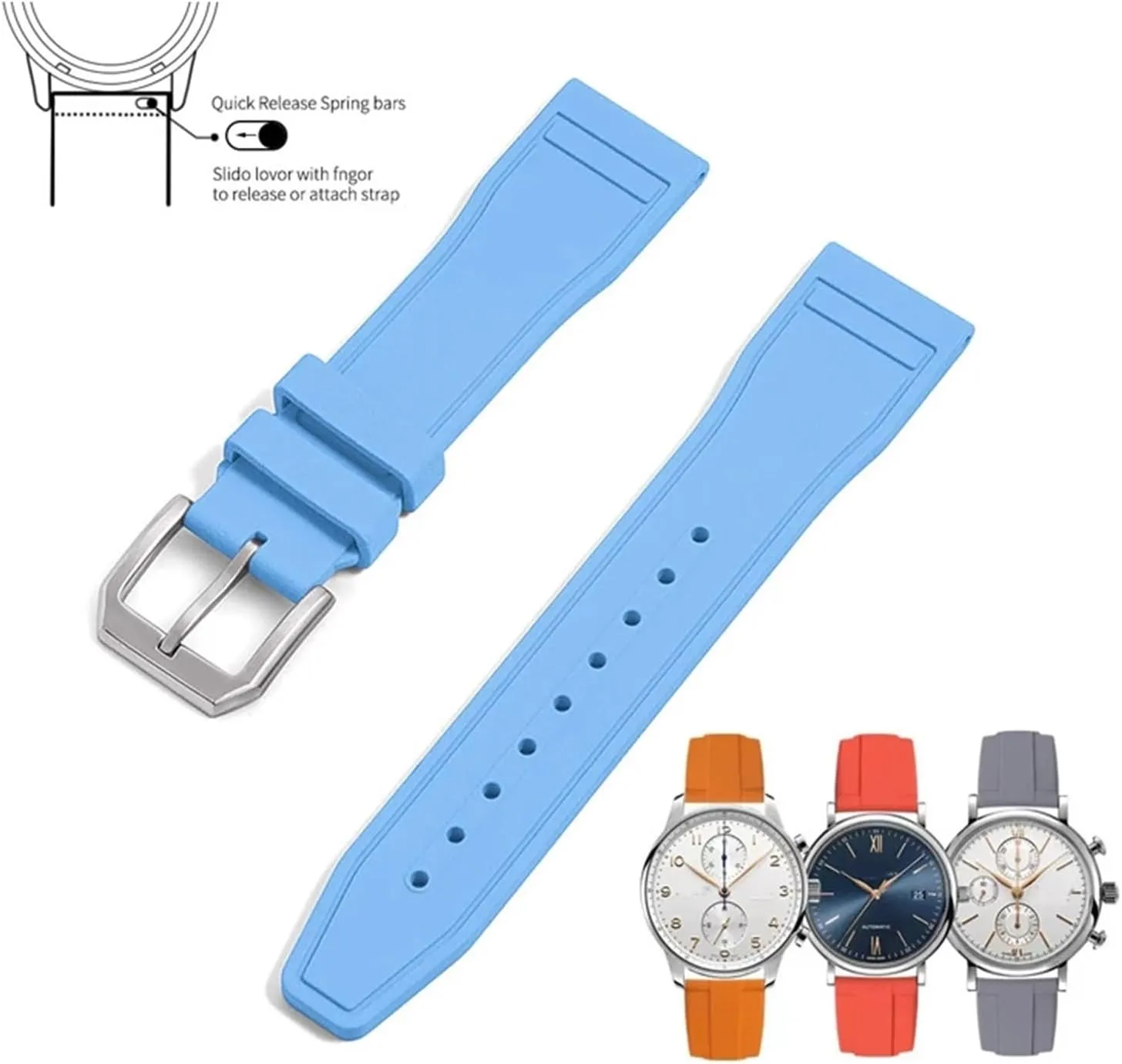 DASEB Grade Fluororubber FKM 20mm 21mm 22mm Watch Strap Diving Waterproof Quick Release Watchbands