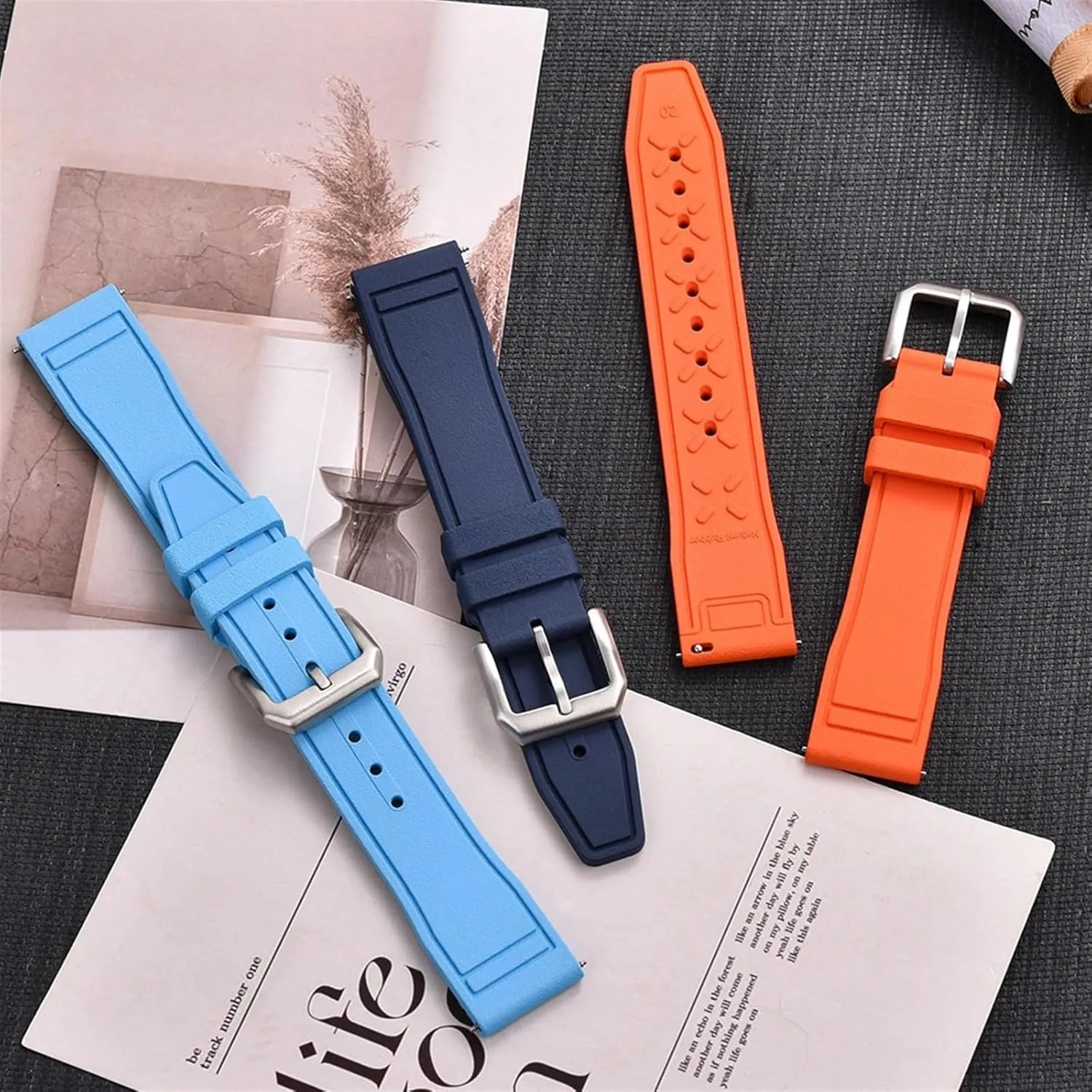 DASEB Grade Fluororubber FKM 20mm 21mm 22mm Watch Strap Diving Waterproof Quick Release Watchbands