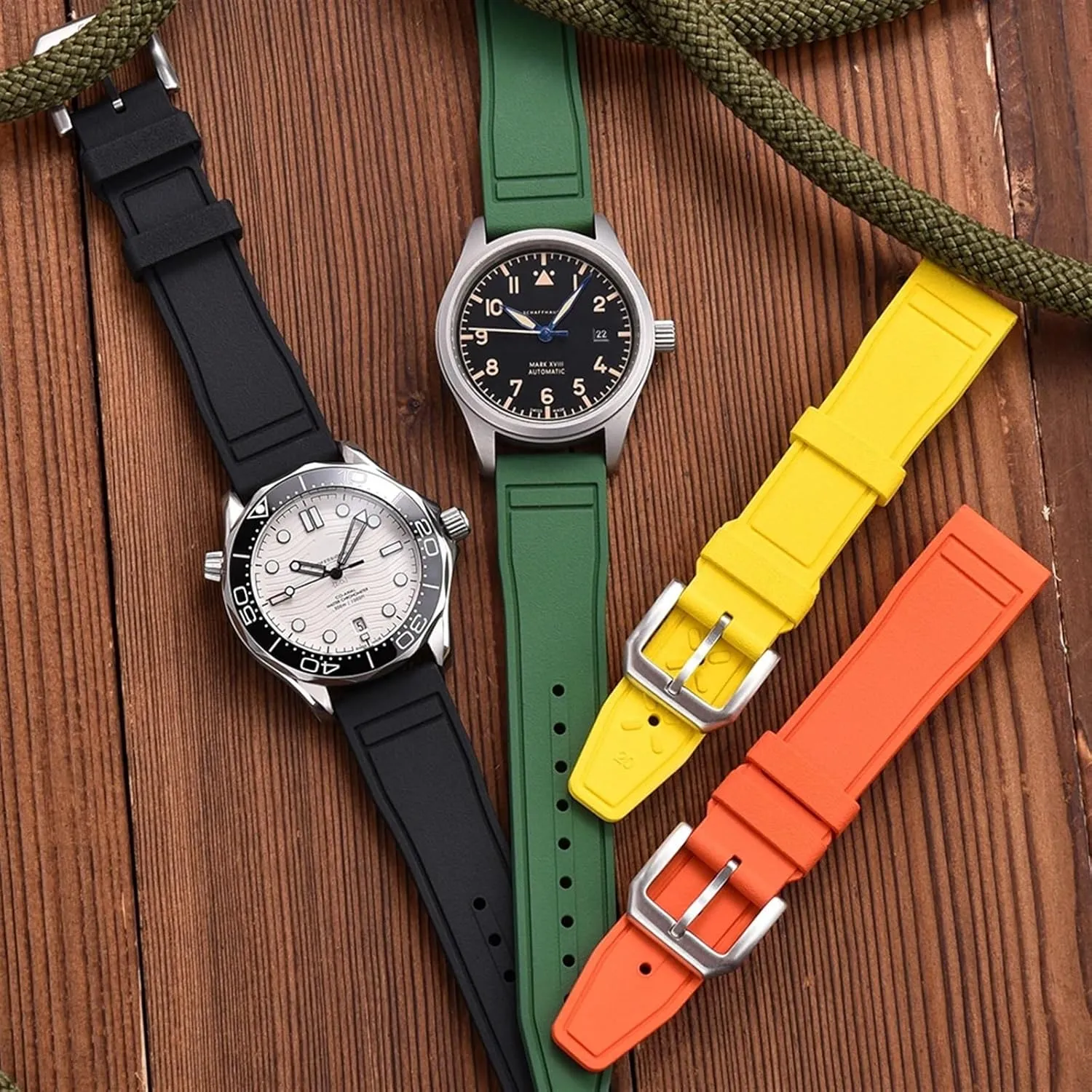 DASEB Grade Fluororubber FKM 20mm 21mm 22mm Watch Strap Diving Waterproof Quick Release Watchbands