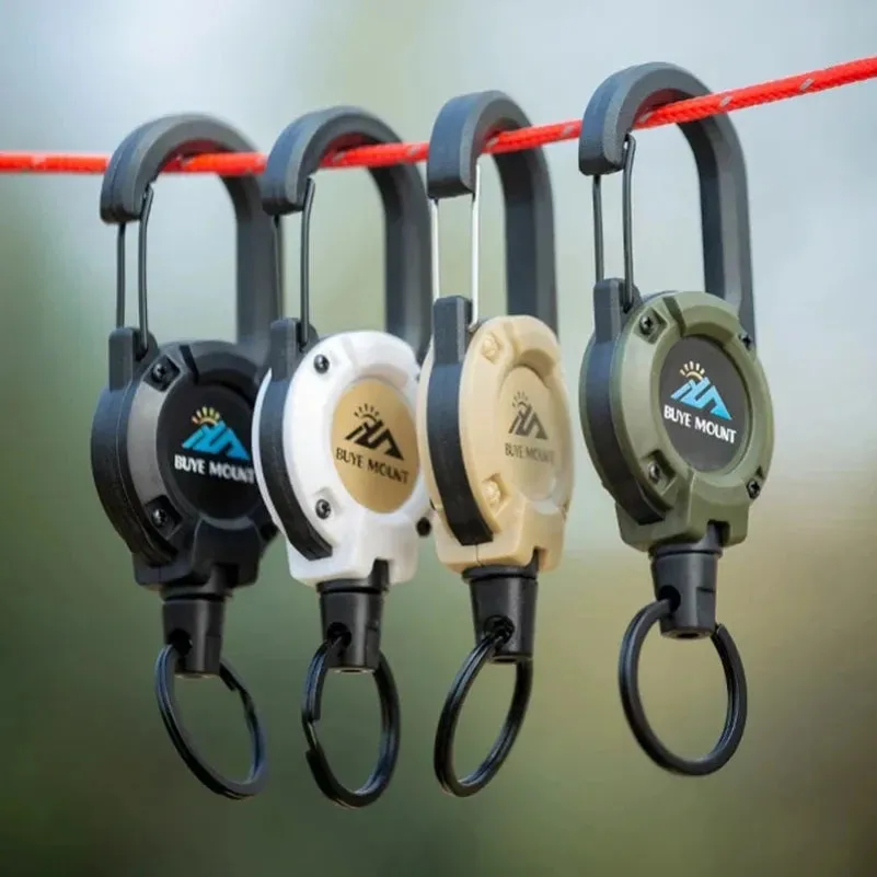 DAWNDESSLO Heavy Duty Retractable Keychain – Steel Wire ID Reel Carabiner Key Holder