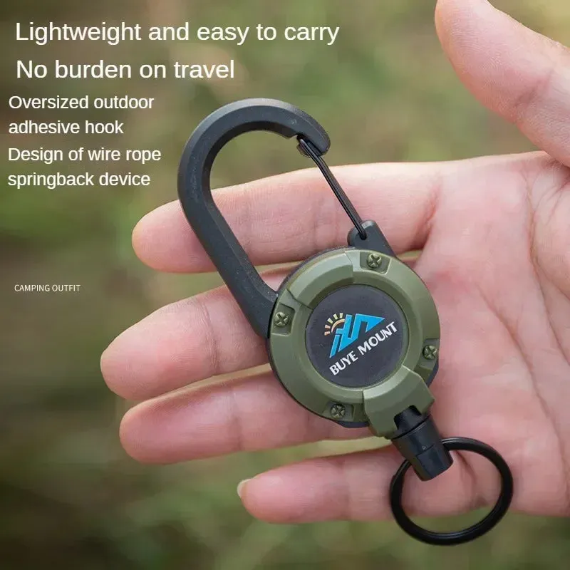 DAWNDESSLO Heavy Duty Retractable Keychain – Steel Wire ID Reel Carabiner Key Holder