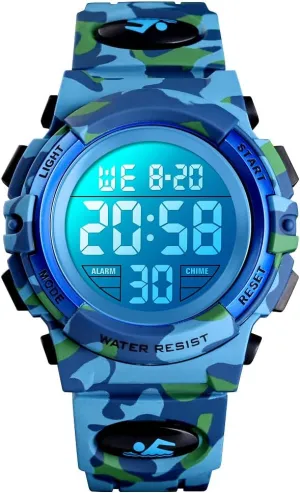 Dayllon Kids Digital Watch Boys Outdoor Sports 50M Waterproof Girls Watches Alarm Clock 12/24 H Stopwatch Calendar for Ages 3-15 Boy Girl Wristwatch Kids Gift