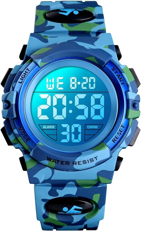 Dayllon Kids Digital Watch Boys Outdoor Sports 50M Waterproof Girls Watches Alarm Clock 12/24 H Stopwatch Calendar for Ages 3-15 Boy Girl Wristwatch Kids Gift