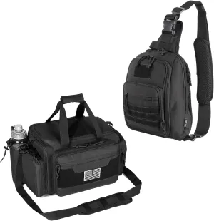 DBTAC Tactical Small Shoulder Chest Pack with Sling   Tactical Specialist Range Bag (Black)