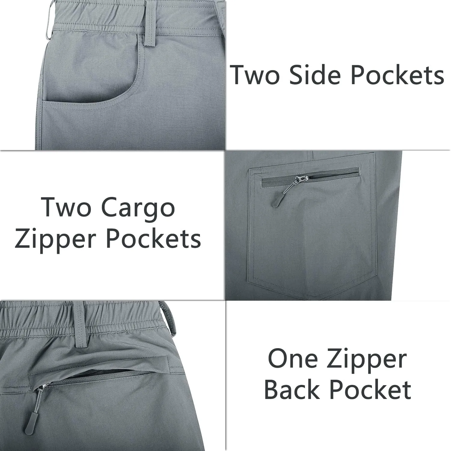Derminpro Men's Stretch Cargo Hiking Pants Quick Dry Tactial Pants with Elastic Waist & Zipper Pockets