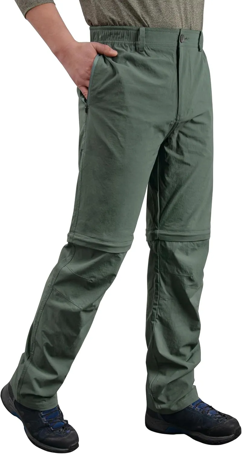 Derminpro Men's Stretch Cargo Hiking Pants Quick Dry Tactial Pants with Elastic Waist & Zipper Pockets