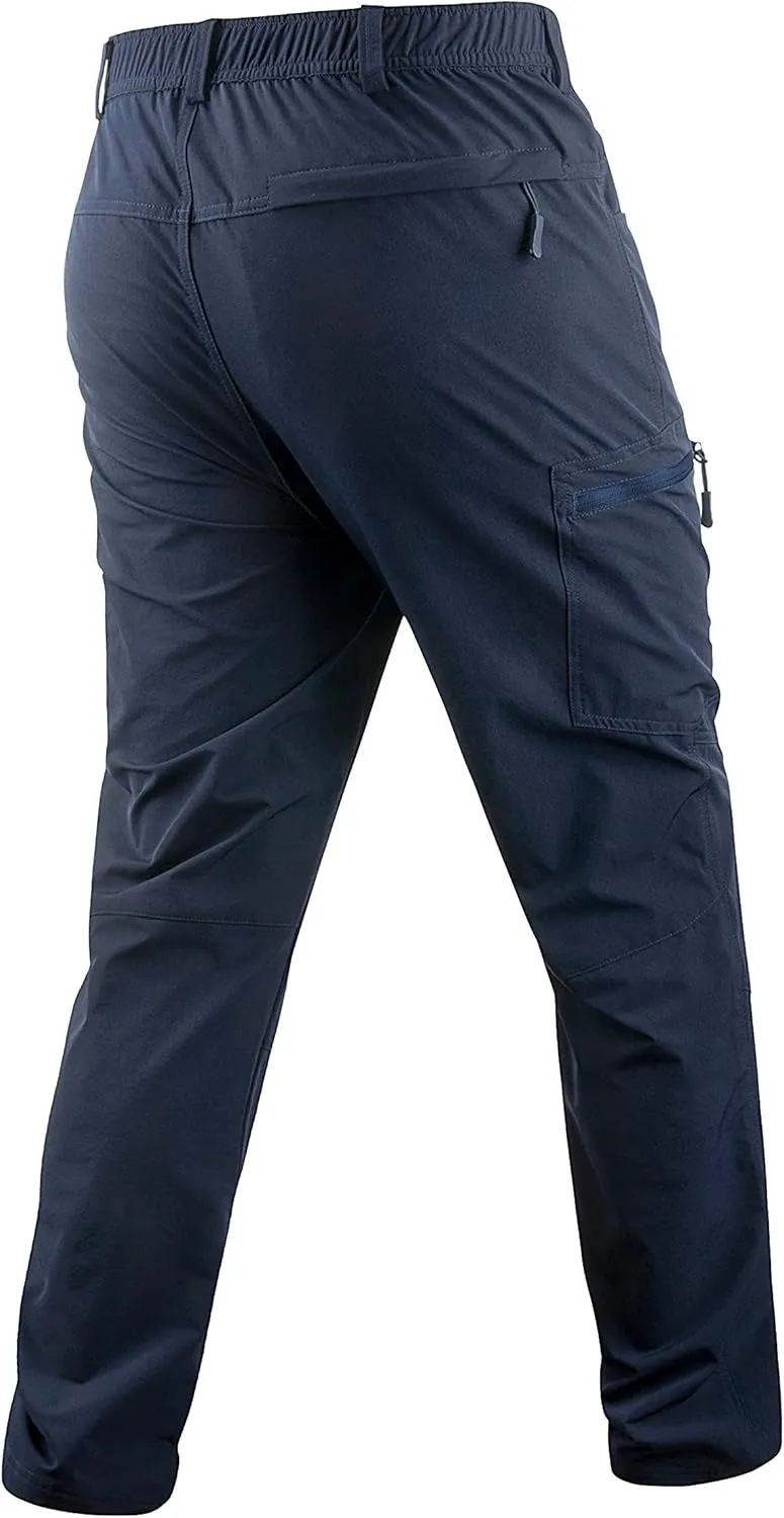 Derminpro Men's Stretch Cargo Hiking Pants Quick Dry Tactial Pants with Elastic Waist & Zipper Pockets