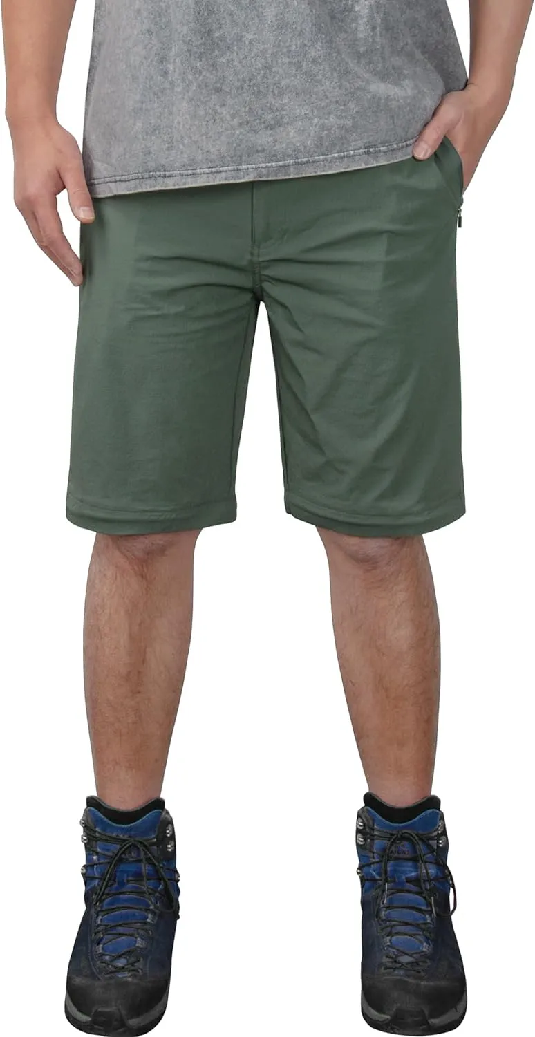 Derminpro Men's Stretch Cargo Hiking Pants Quick Dry Tactial Pants with Elastic Waist & Zipper Pockets