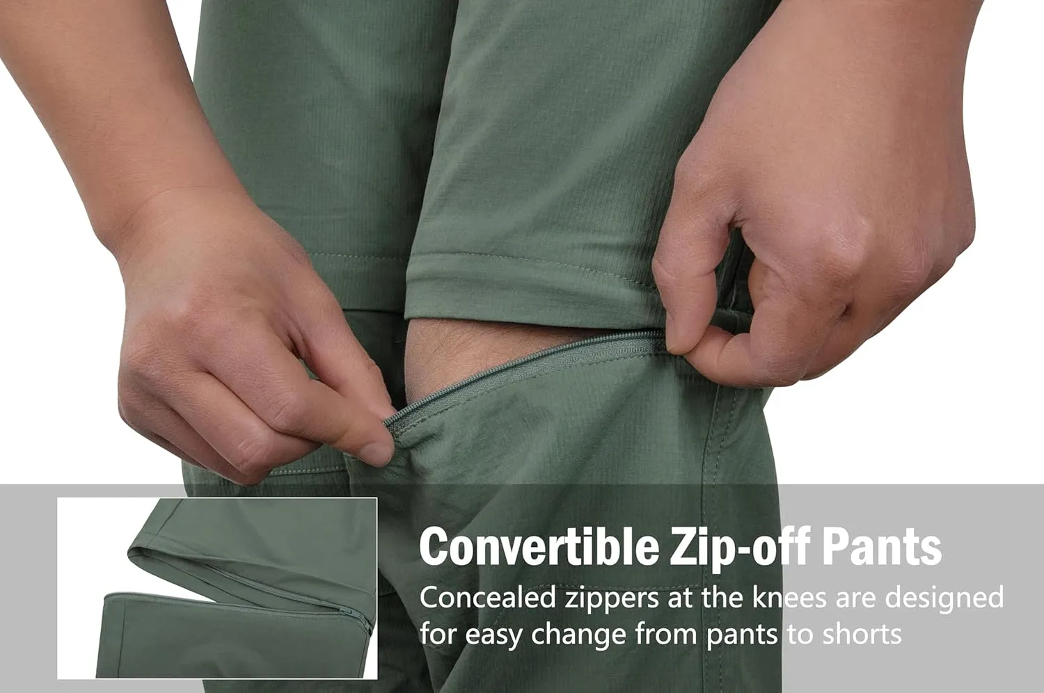 Derminpro Men's Stretch Cargo Hiking Pants Quick Dry Tactial Pants with Elastic Waist & Zipper Pockets