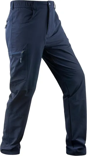 Derminpro Men's Stretch Cargo Hiking Pants Quick Dry Tactial Pants with Elastic Waist & Zipper Pockets