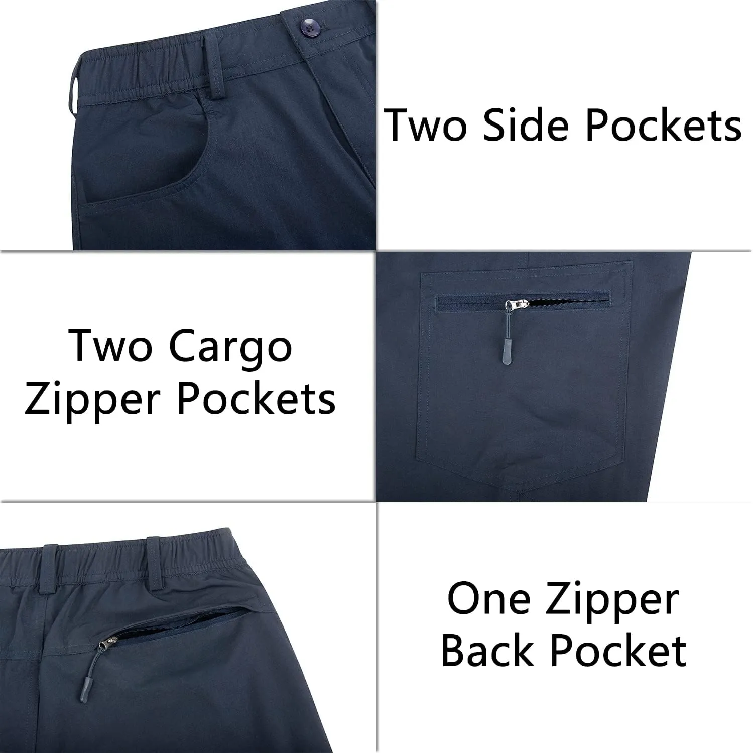 Derminpro Men's Stretch Cargo Hiking Pants Quick Dry Tactial Pants with Elastic Waist & Zipper Pockets