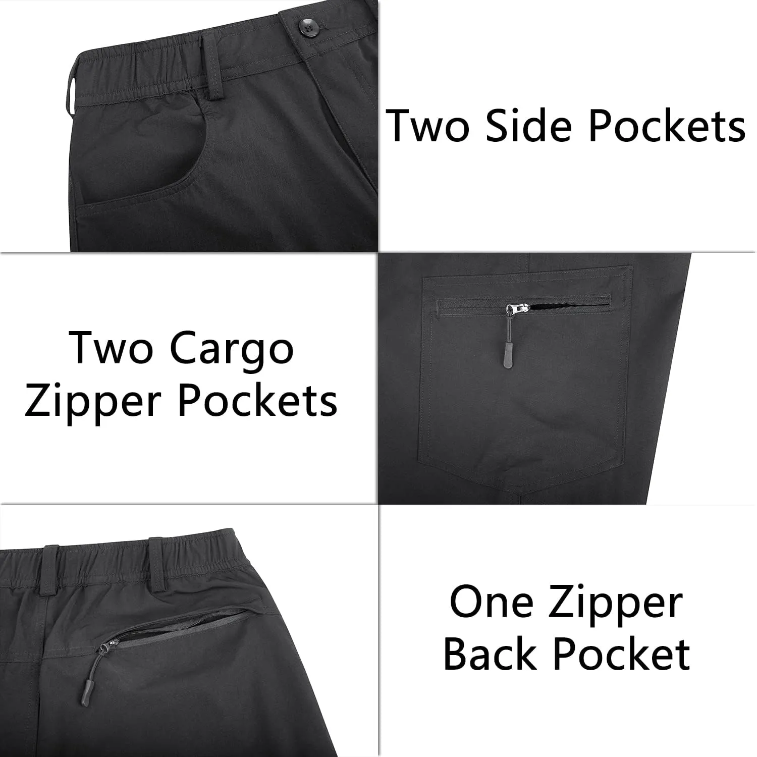 Derminpro Men's Stretch Cargo Hiking Pants Quick Dry Tactial Pants with Elastic Waist & Zipper Pockets