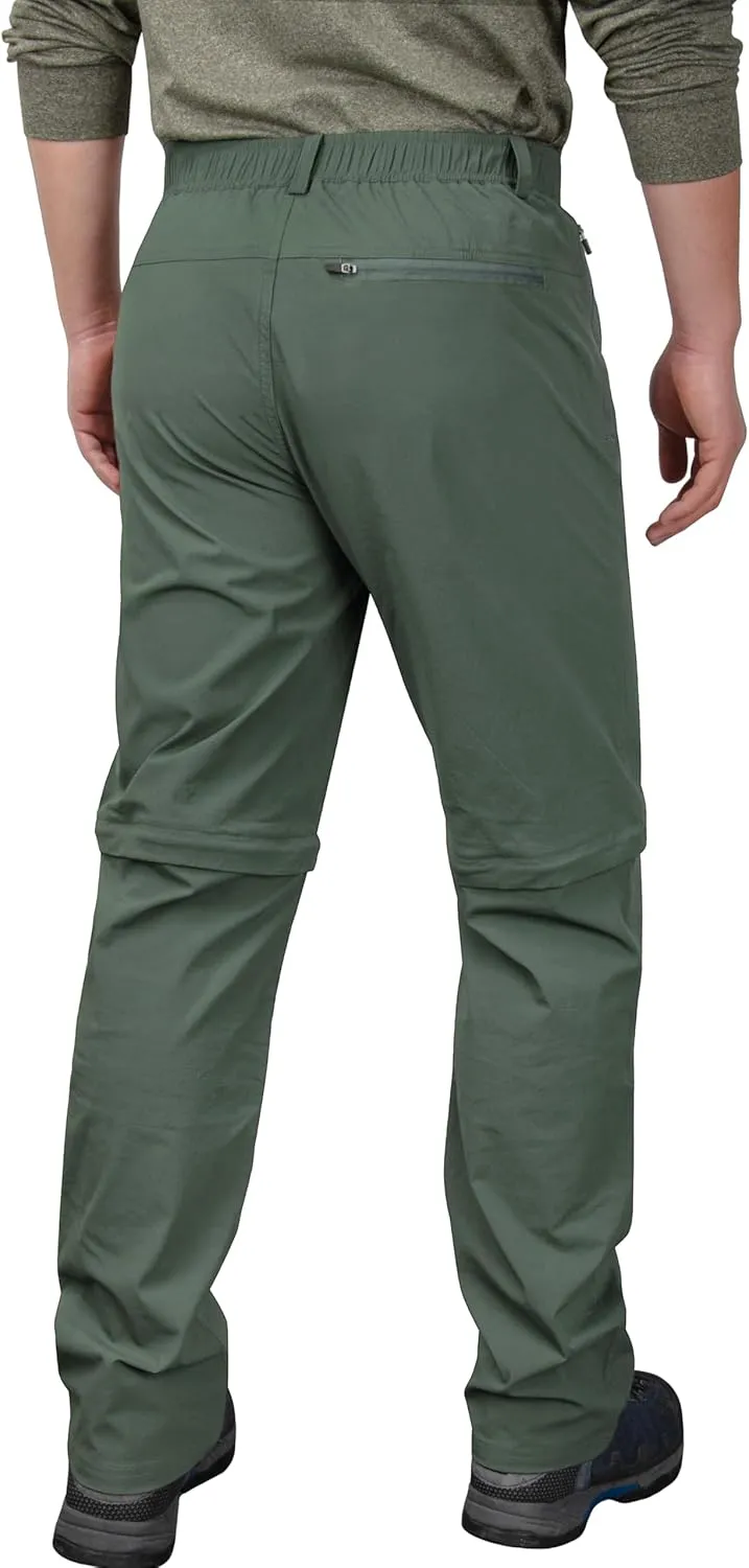 Derminpro Men's Stretch Cargo Hiking Pants Quick Dry Tactial Pants with Elastic Waist & Zipper Pockets