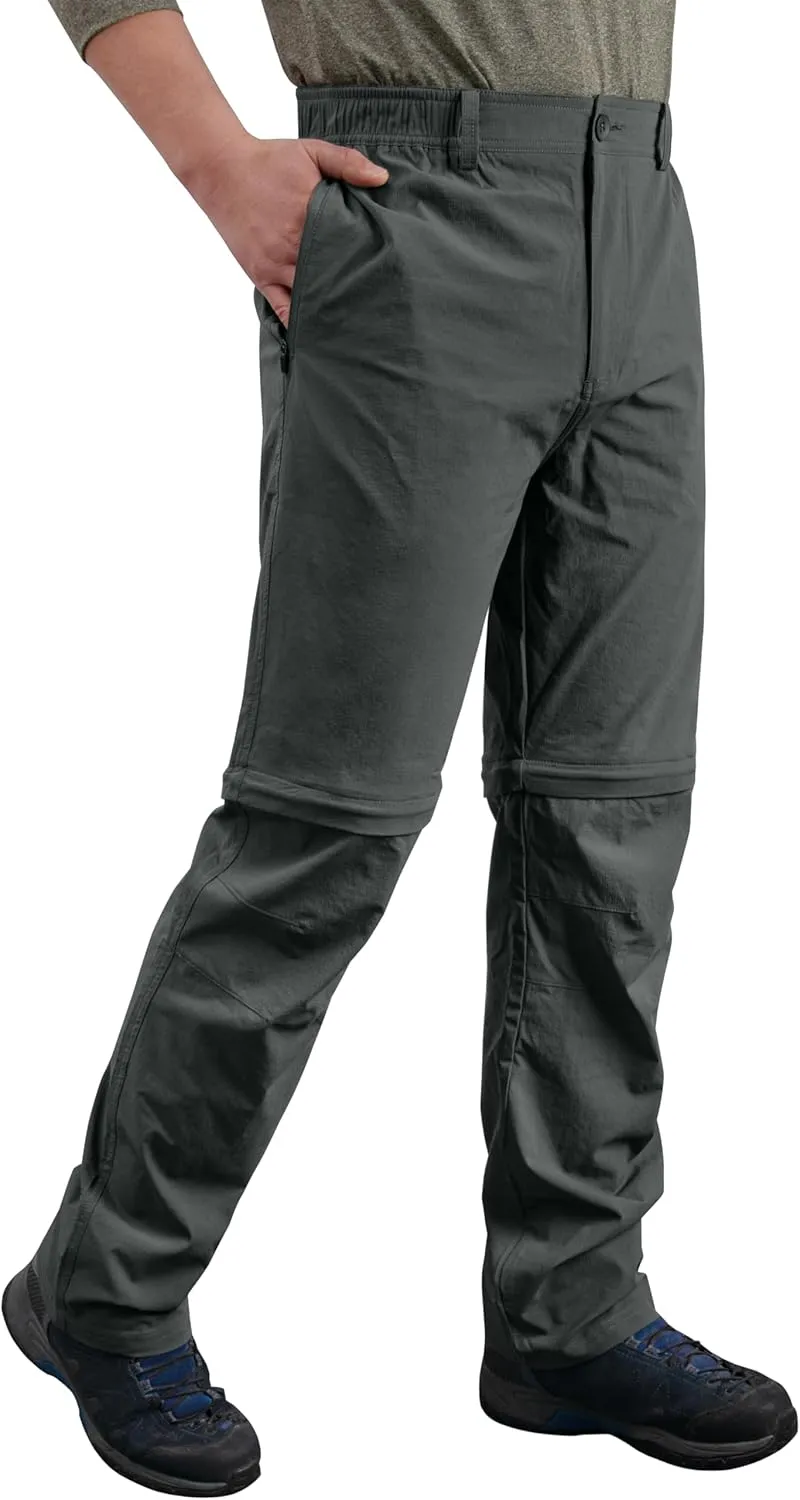 Derminpro Men's Stretch Cargo Hiking Pants Quick Dry Tactial Pants with Elastic Waist & Zipper Pockets