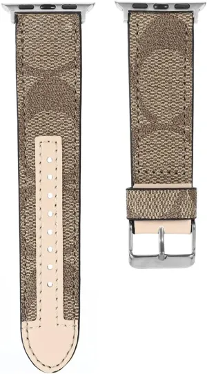 Designer Band Compatible with Apple Watch Band 38mm 40mm 41mm 42mm 44mm 45mm 46mm 49mm Men Women, Luxury Genuine Leather Replacement Wristbands Strap for iWatch 10 9 8 Apple Watch Series 7/6/5/4/3/2/1/SE