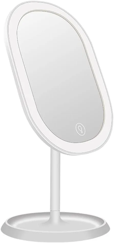 Desk LED Makeup Mirror with Lights Handheld Portable for Home Décor Office Bedroom- Ideal Gift for Women Girls - White - Pack of 1
