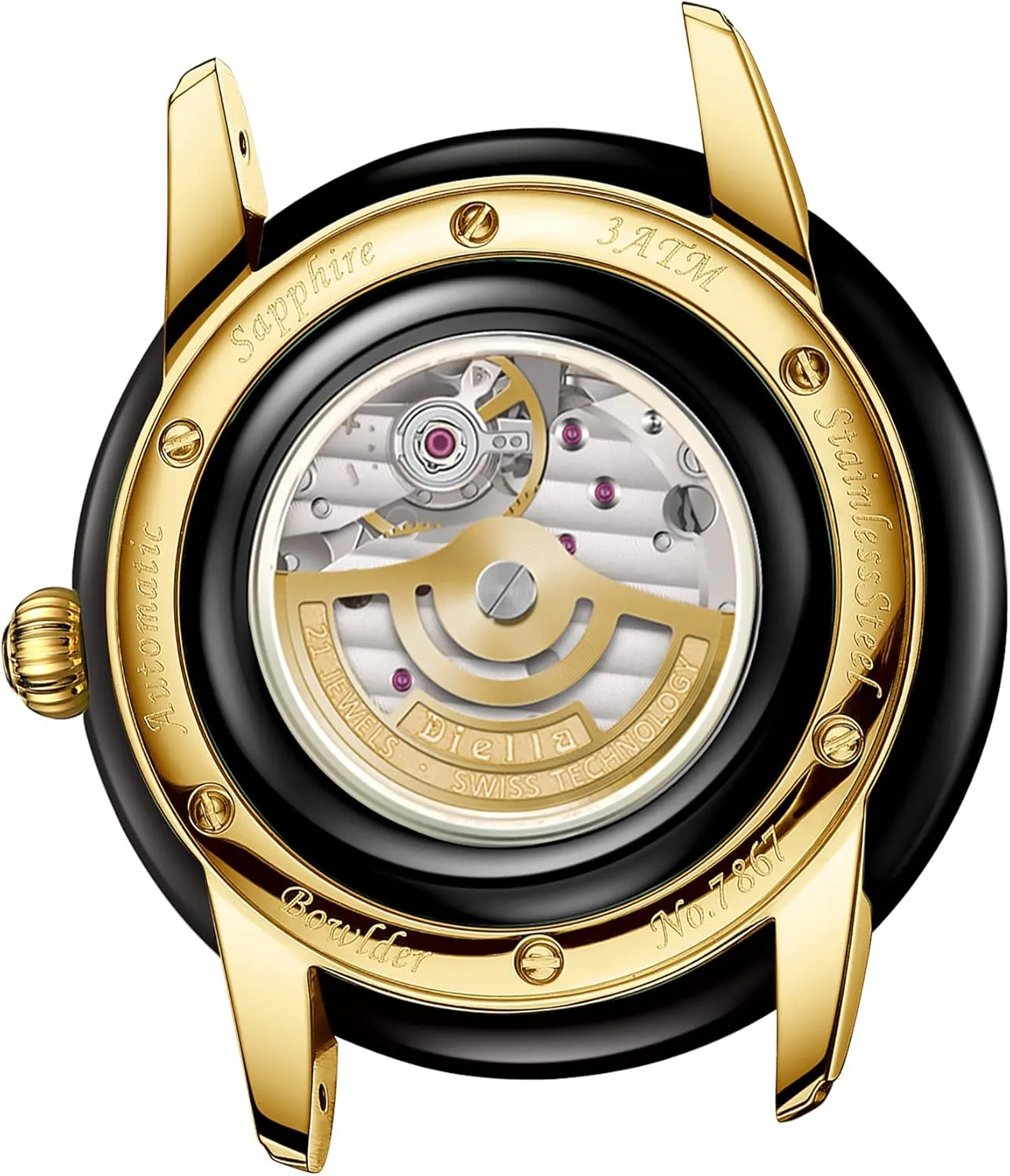 Diella Automatic Watches for Men and Women,Luxury Jade Wrist Dress Watch with Luminous Display,Waterproof