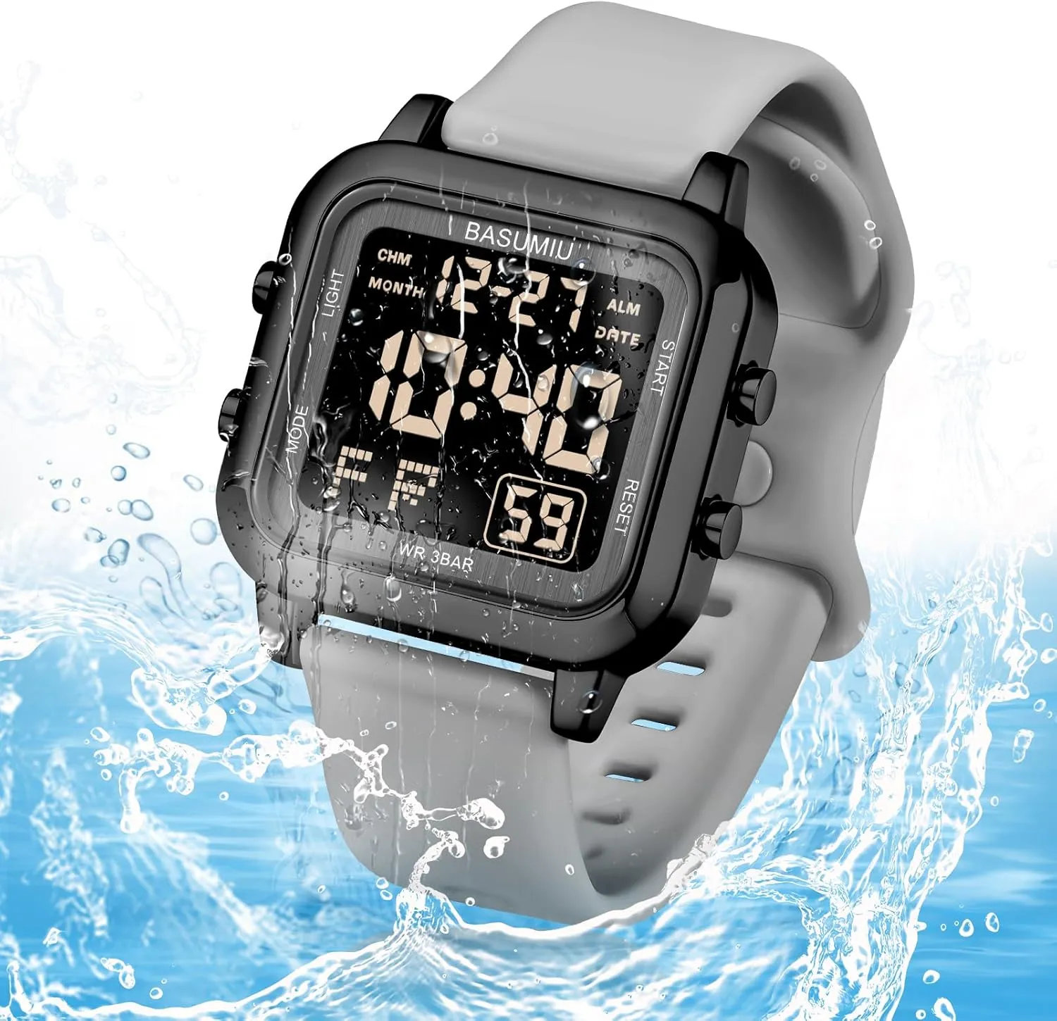 Digital Gold Military Sport Watches for Men Waterproof Running Cheap Dive Sports Tactical Men's Wrist Watches Black Square Digital Watch Men