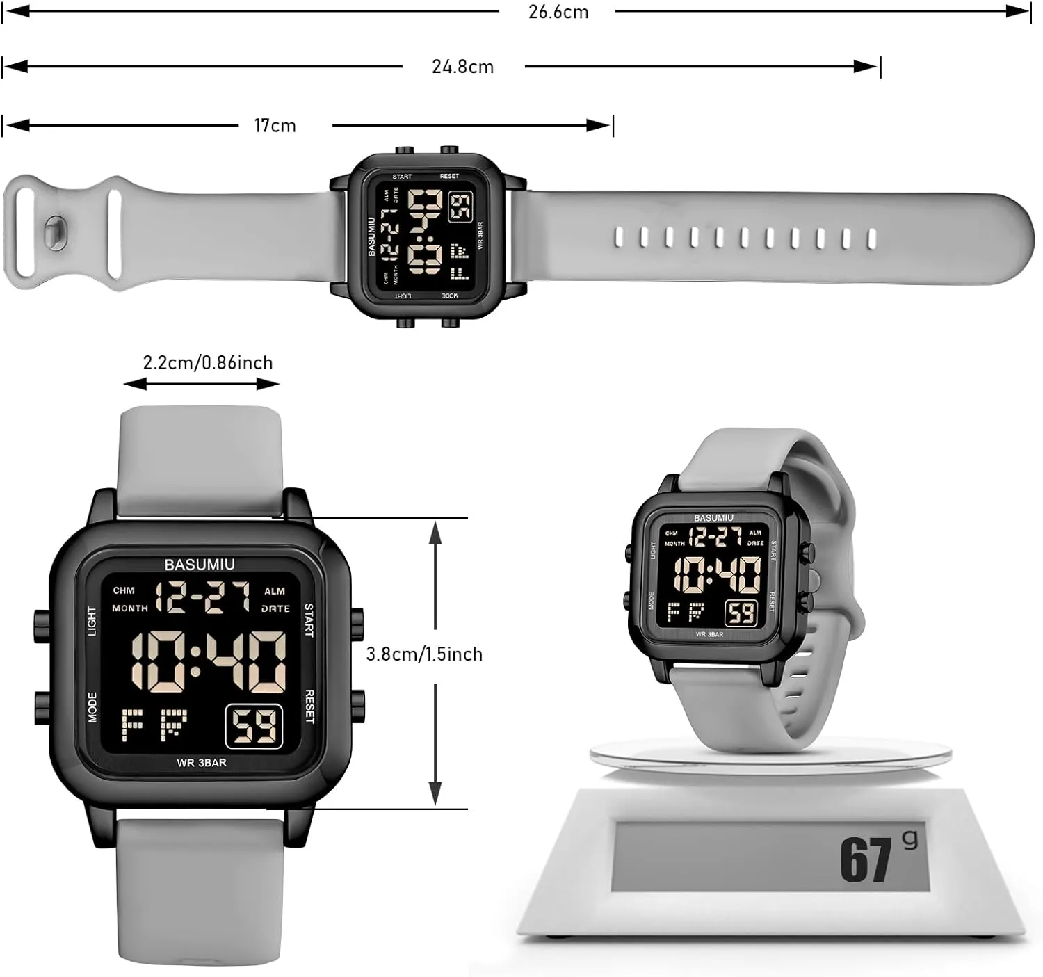 Digital Gold Military Sport Watches for Men Waterproof Running Cheap Dive Sports Tactical Men's Wrist Watches Black Square Digital Watch Men