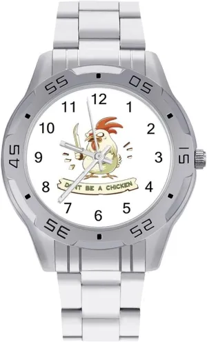Don't Be A Chicken Simple Stainless Steel Band Business Watch Dress Wrist Unique Luxury Work Casual Waterproof Watches