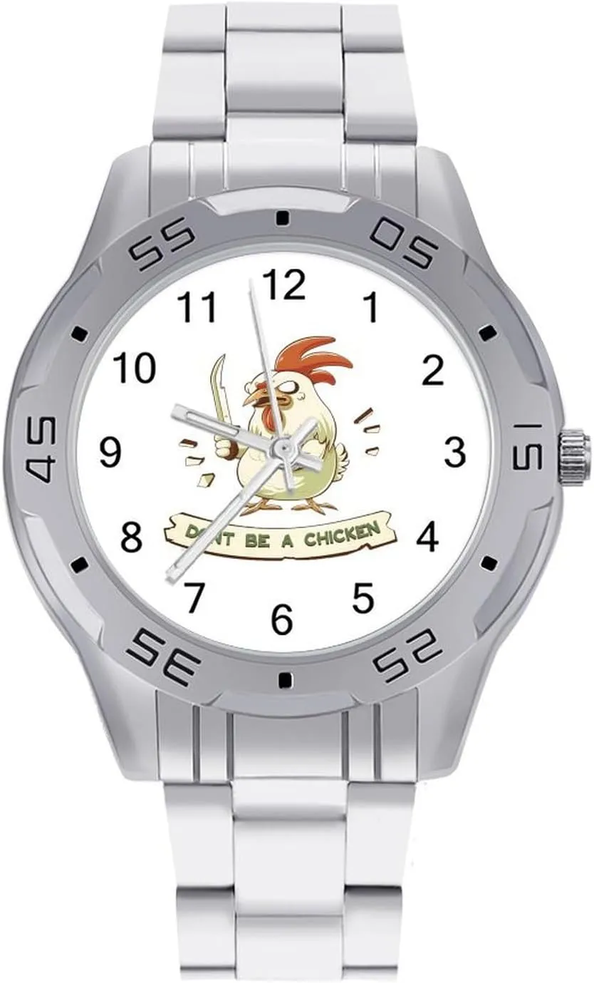 Don't Be A Chicken Simple Stainless Steel Band Business Watch Dress Wrist Unique Luxury Work Casual Waterproof Watches