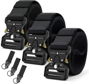 DOOPAI Tactical Belt for Men, 3Pack Military Nylon Web with Heavy Duty Quick Release Metal Buckle