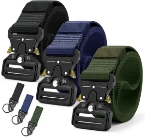 DOOPAI Tactical Belt for Men, Black Military Nylon Web with Quick Release Heavy Duty Buckle, Ideal for Work