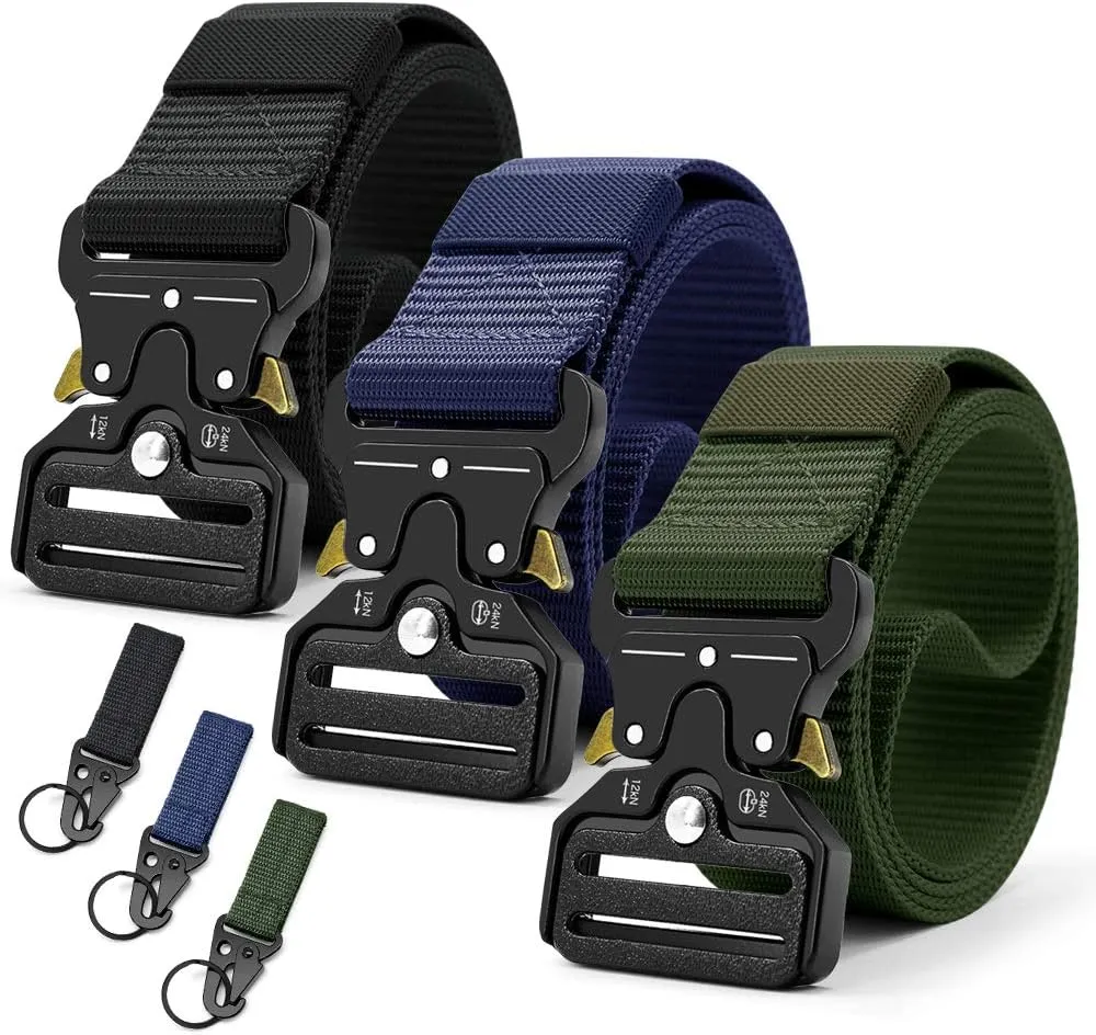 DOOPAI Tactical Belt for Men, Black Military Nylon Web with Quick Release Heavy Duty Buckle, Ideal for Work