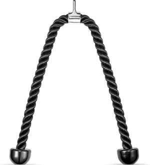 Double Length Tricep Pull Down Rope - 55 Inches Attachment for Cable Machine - Heavy Duty Long Tricep Pull Down Rope - 4 Feet 7 Inch