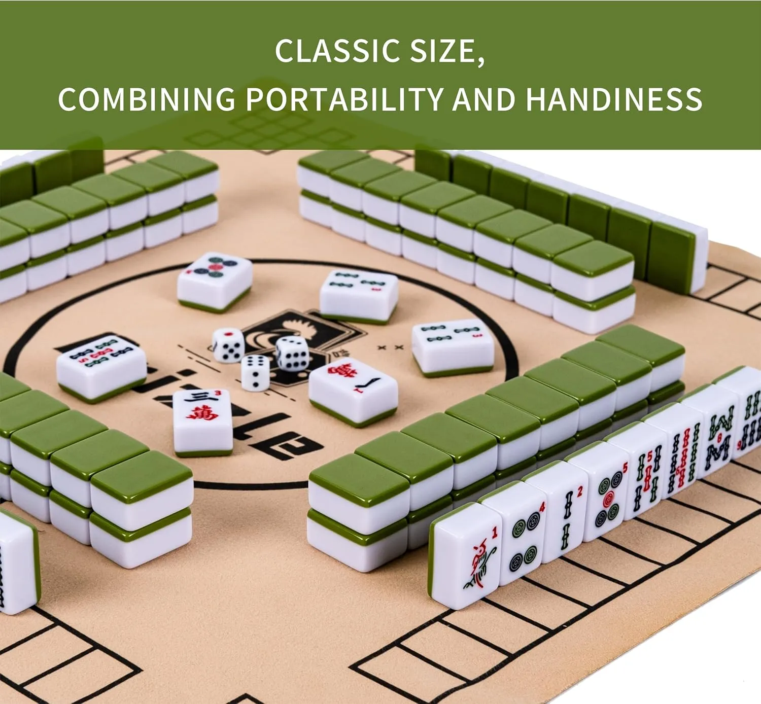 drizzle 28mm Numbered Mahjong Game Set - 1.1" Portable 146 Premium Tiles - with Instructions Beginner Manual and Panda Bag - Travel Family Leisure Time Mah-Jong