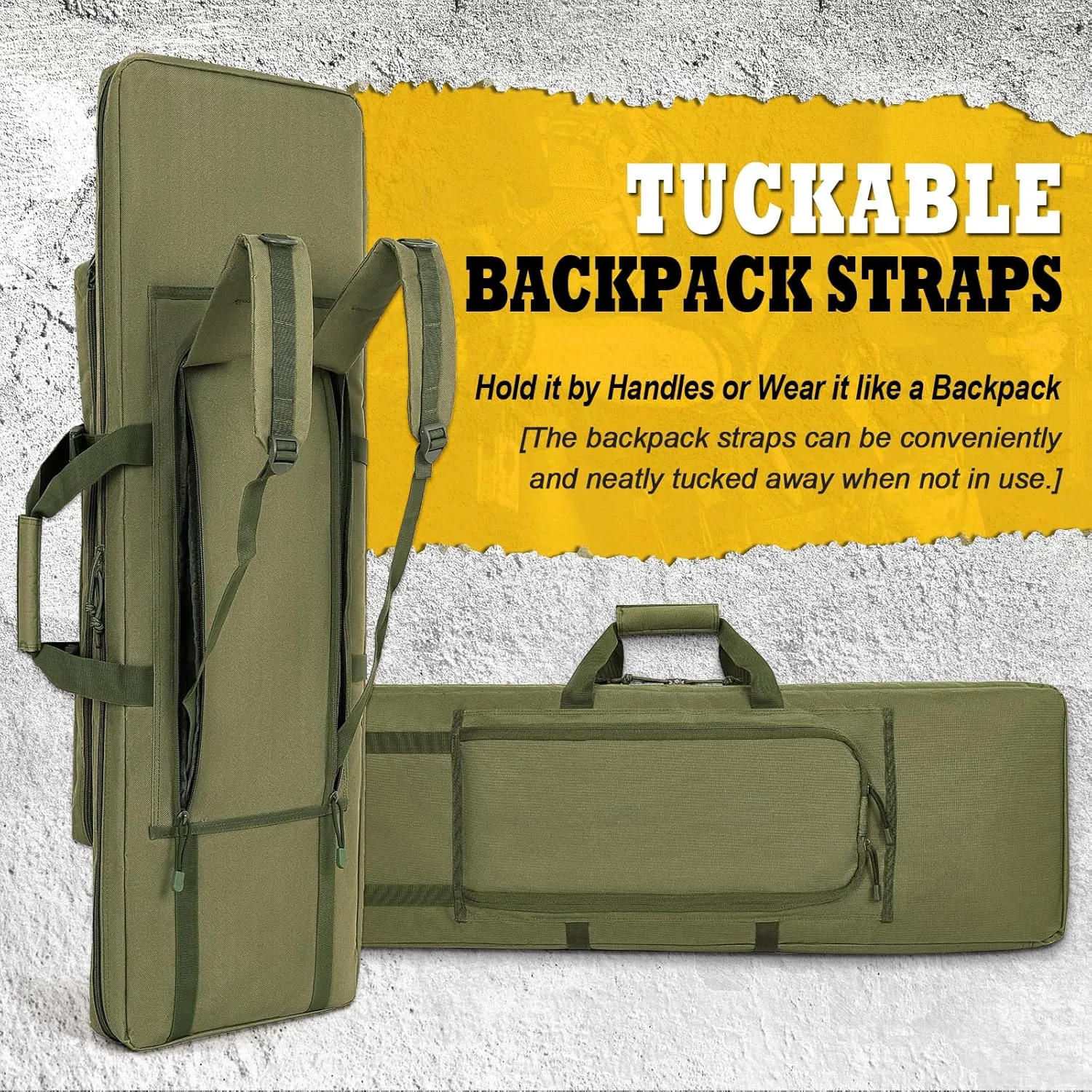 DULCE DOM Double Case Soft Padded Long Bag, Tactical Case Storage for Shooting Hunting Dual Carrying Backpack Accessories
