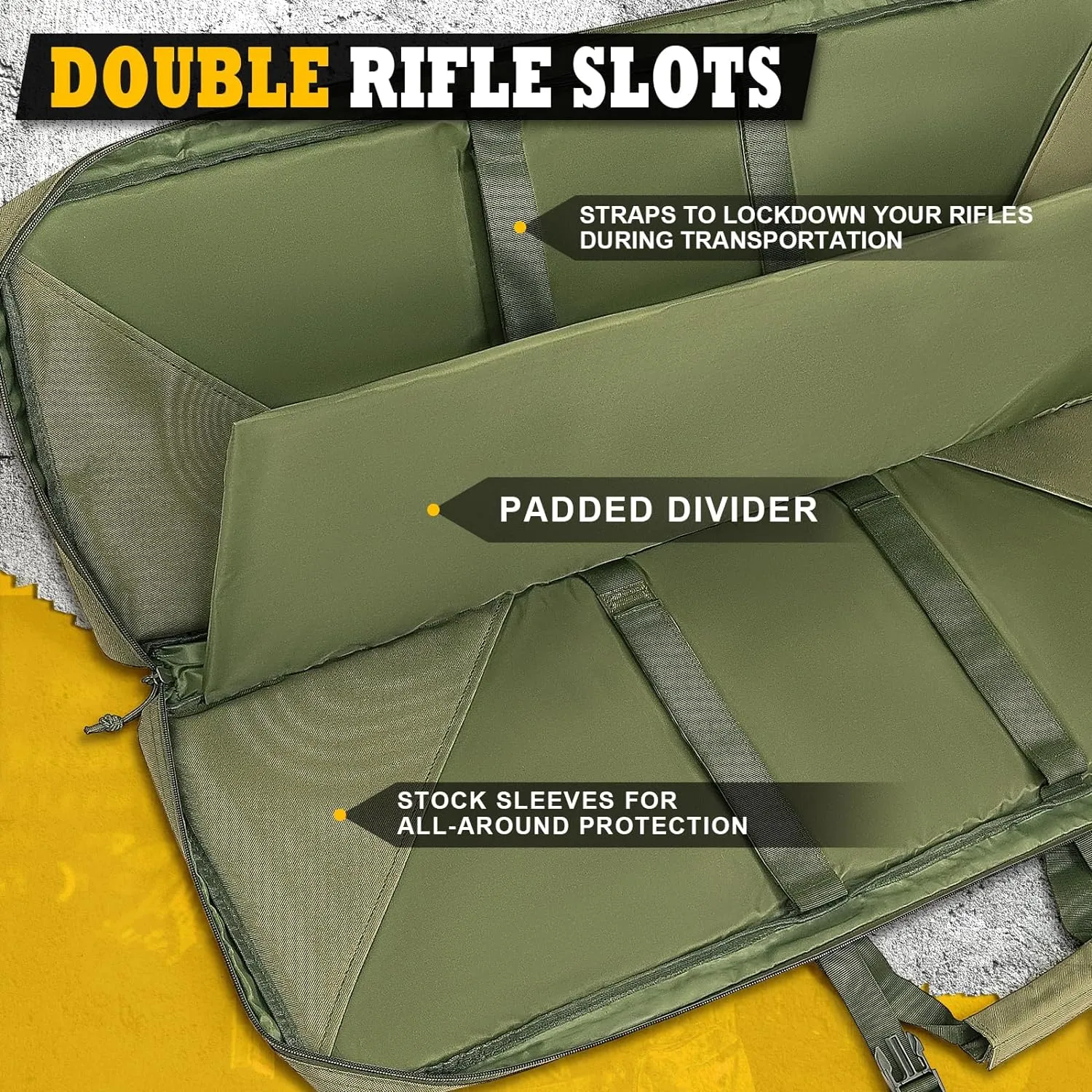 DULCE DOM Double Case Soft Padded Long Bag, Tactical Case Storage for Shooting Hunting Dual Carrying Backpack Accessories
