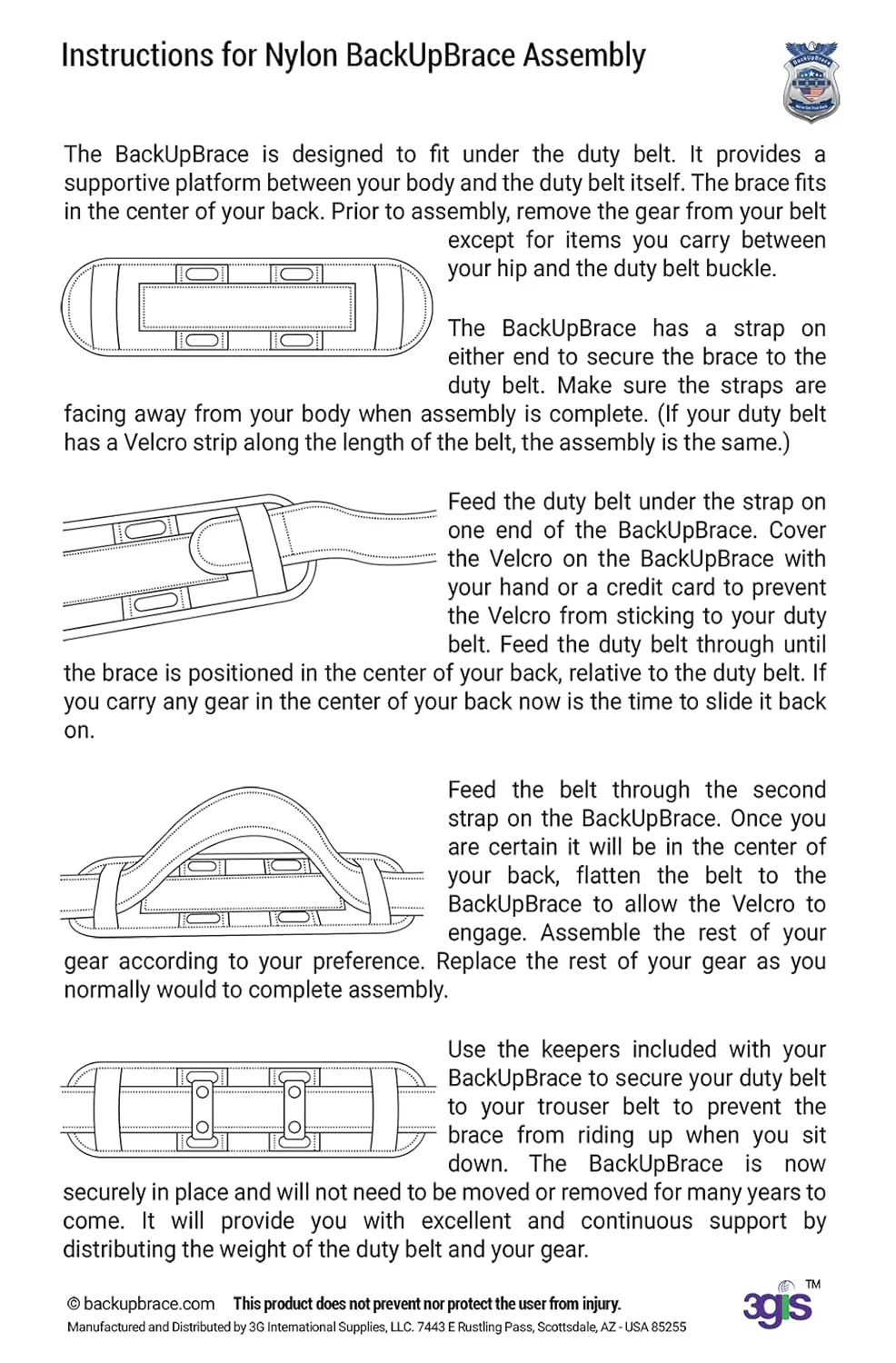 Duty Belt Back Support (Phoenix Nylon, Small - For waist size 32" or less)