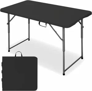 Edtian Folding Table, 4FT Small Portable & Foldable for Indoor & Outdoor Use, Compact Card Table for Camping, Crafting