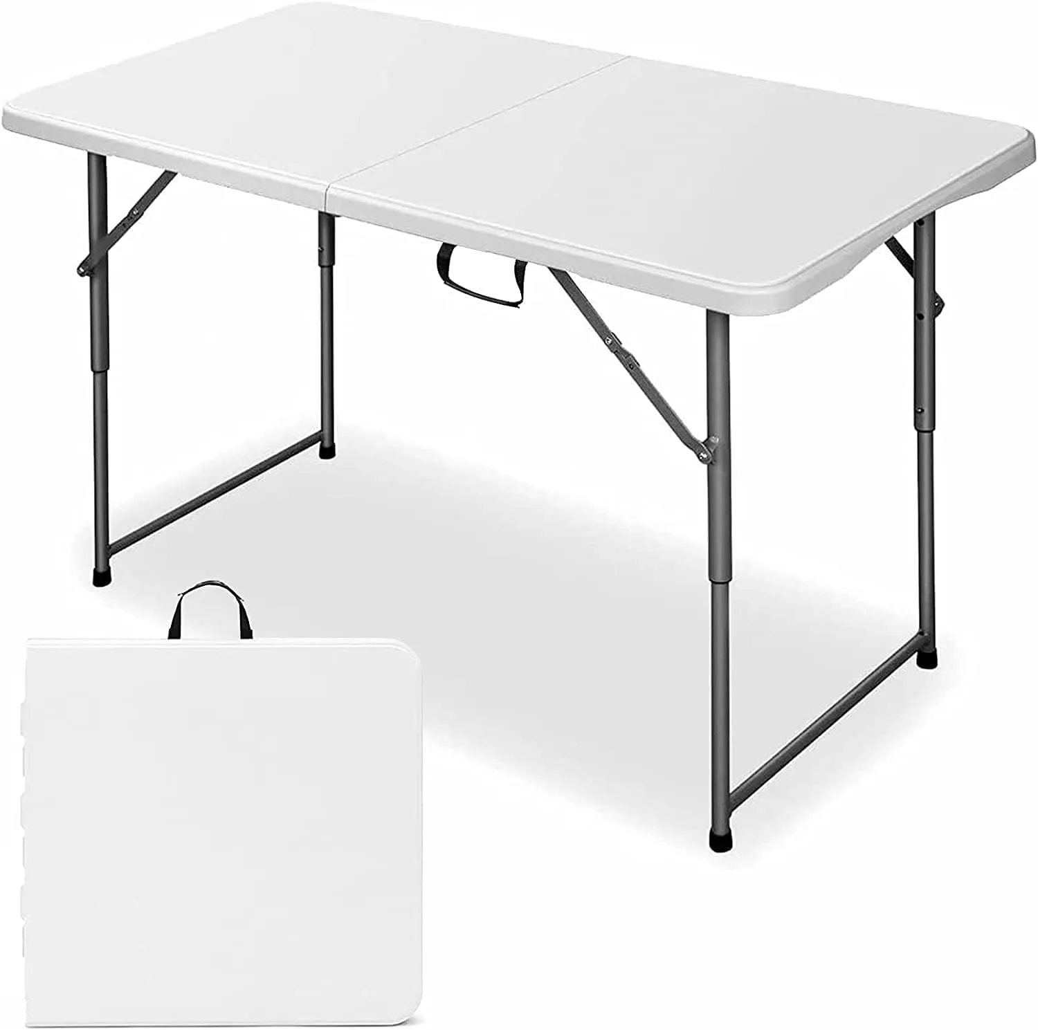 Edtian Folding Table, 4FT Small Portable & Foldable for Indoor & Outdoor Use, Compact Card Table for Camping, Crafting