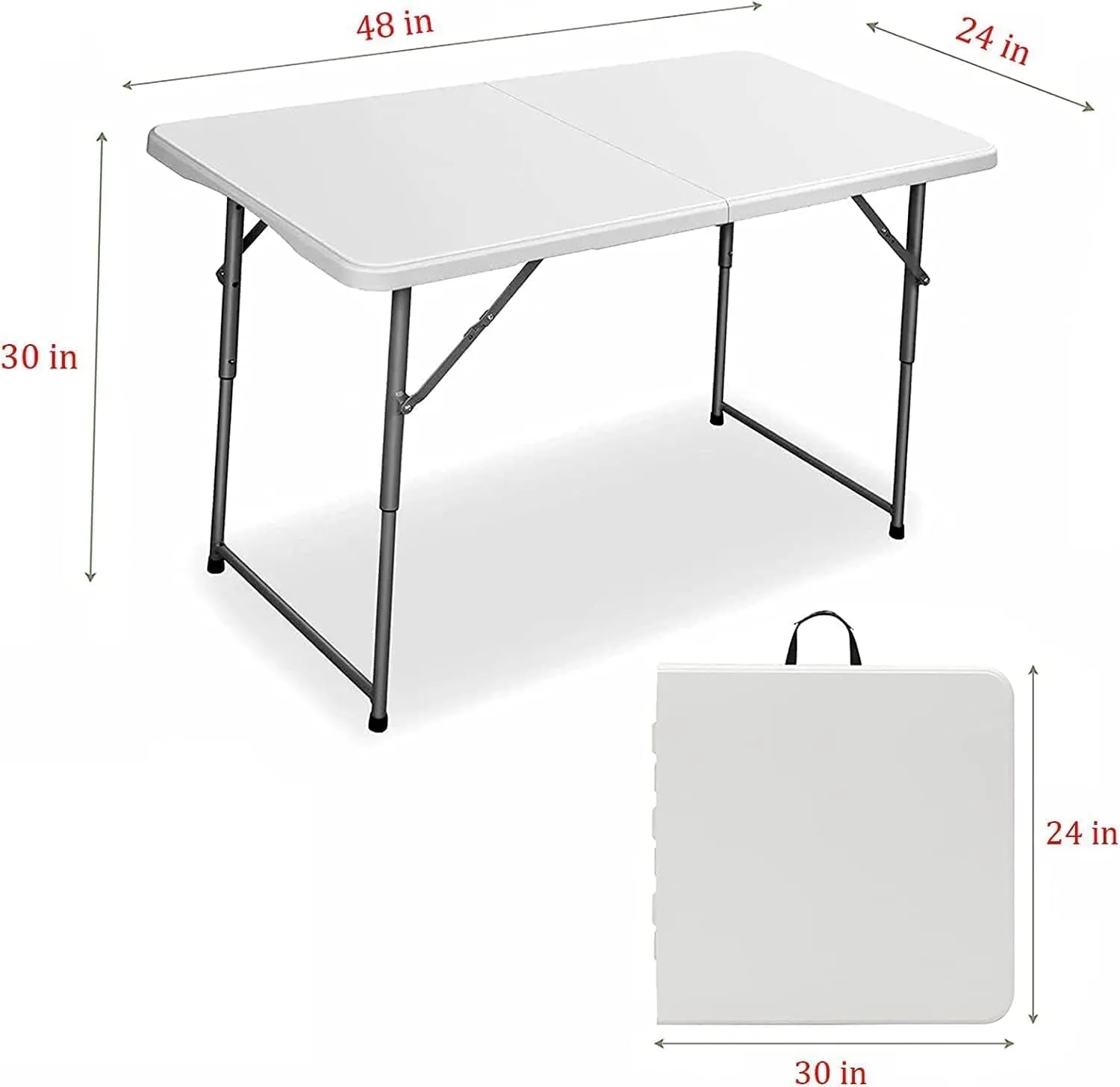 Edtian Folding Table, 4FT Small Portable & Foldable for Indoor & Outdoor Use, Compact Card Table for Camping, Crafting
