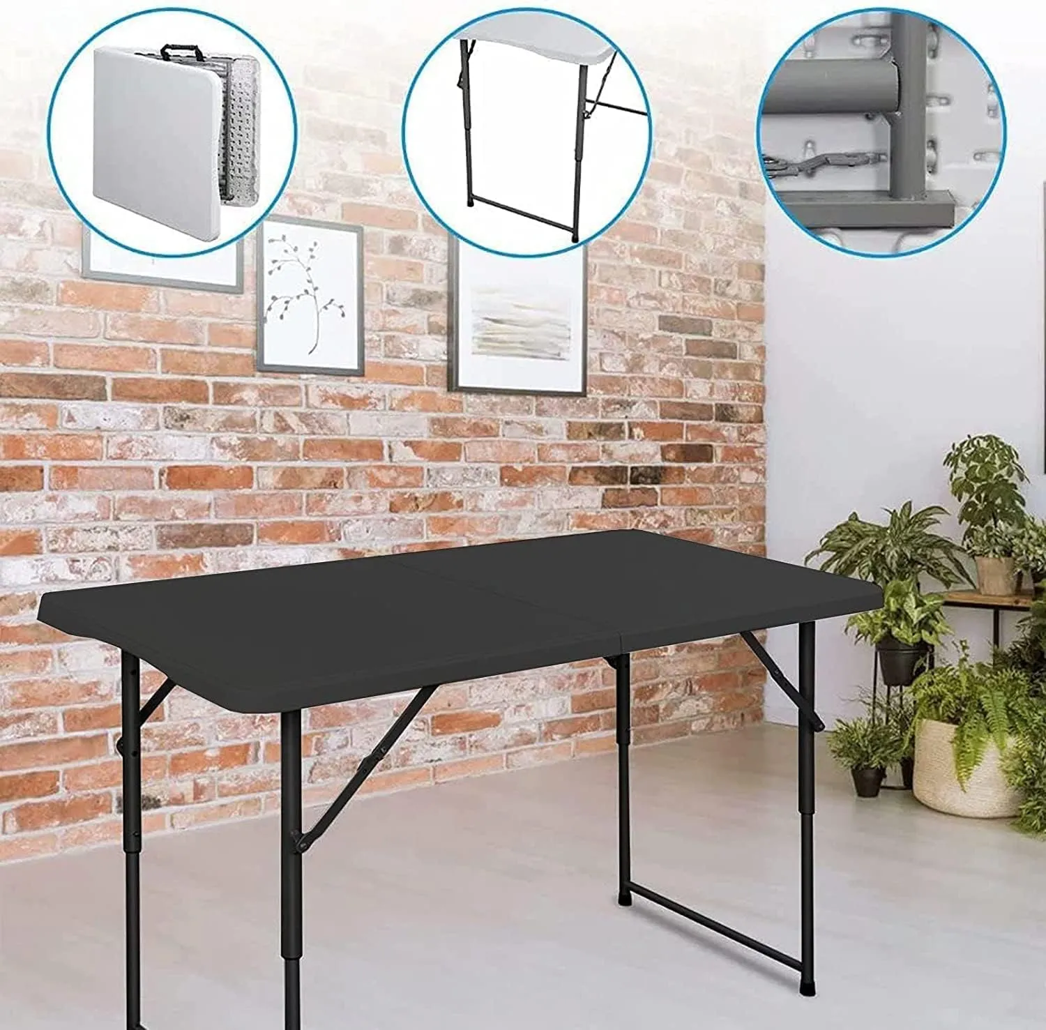 Edtian Folding Table, 4FT Small Portable & Foldable for Indoor & Outdoor Use, Compact Card Table for Camping, Crafting