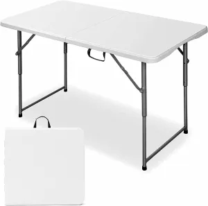 Edtian Folding Table, 4FT Small Portable & Foldable for Indoor & Outdoor Use, Compact Card Table for Camping, Crafting