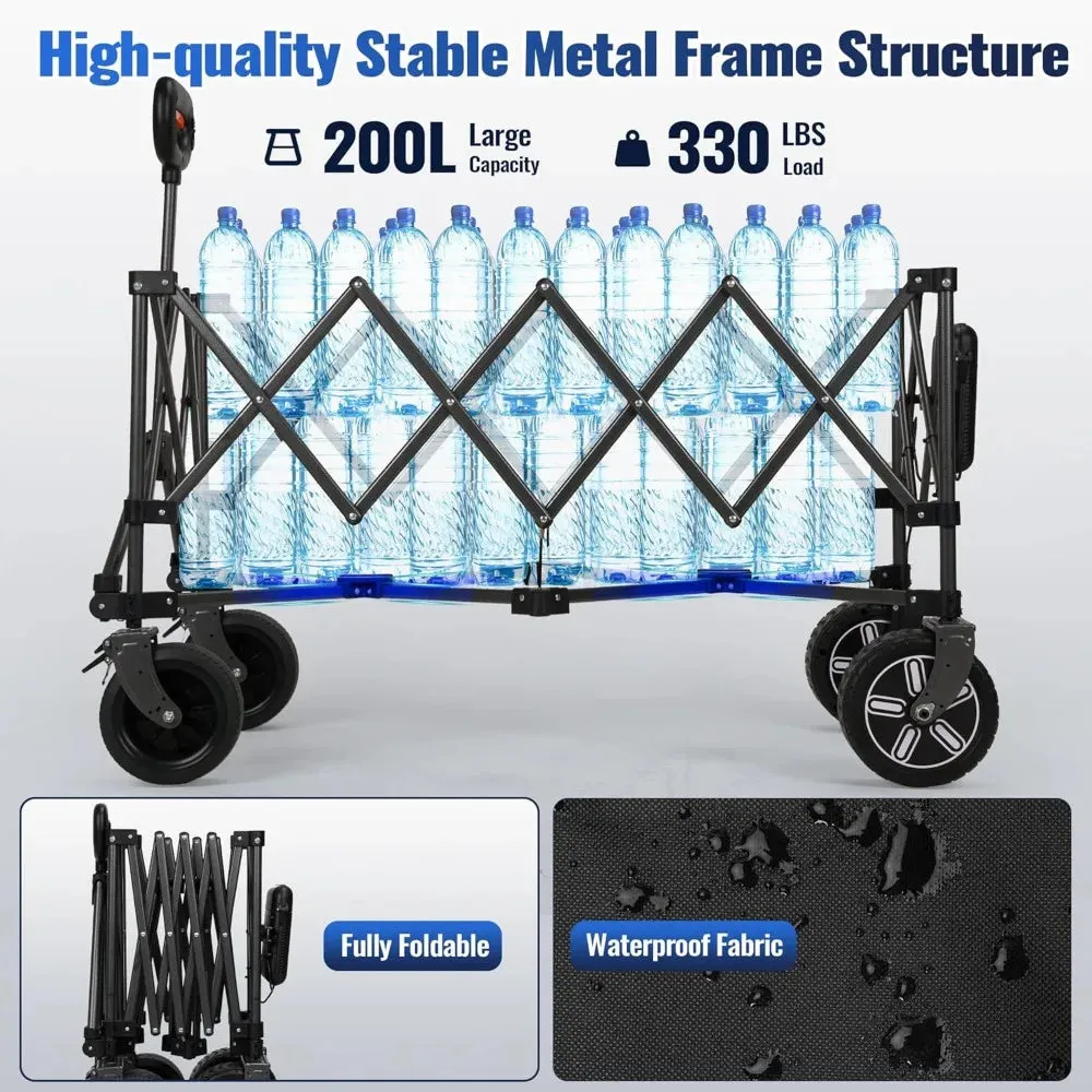 Electric Collapsible Utility Wagons 330lbs Capacity Foldable with Wheels Brakes