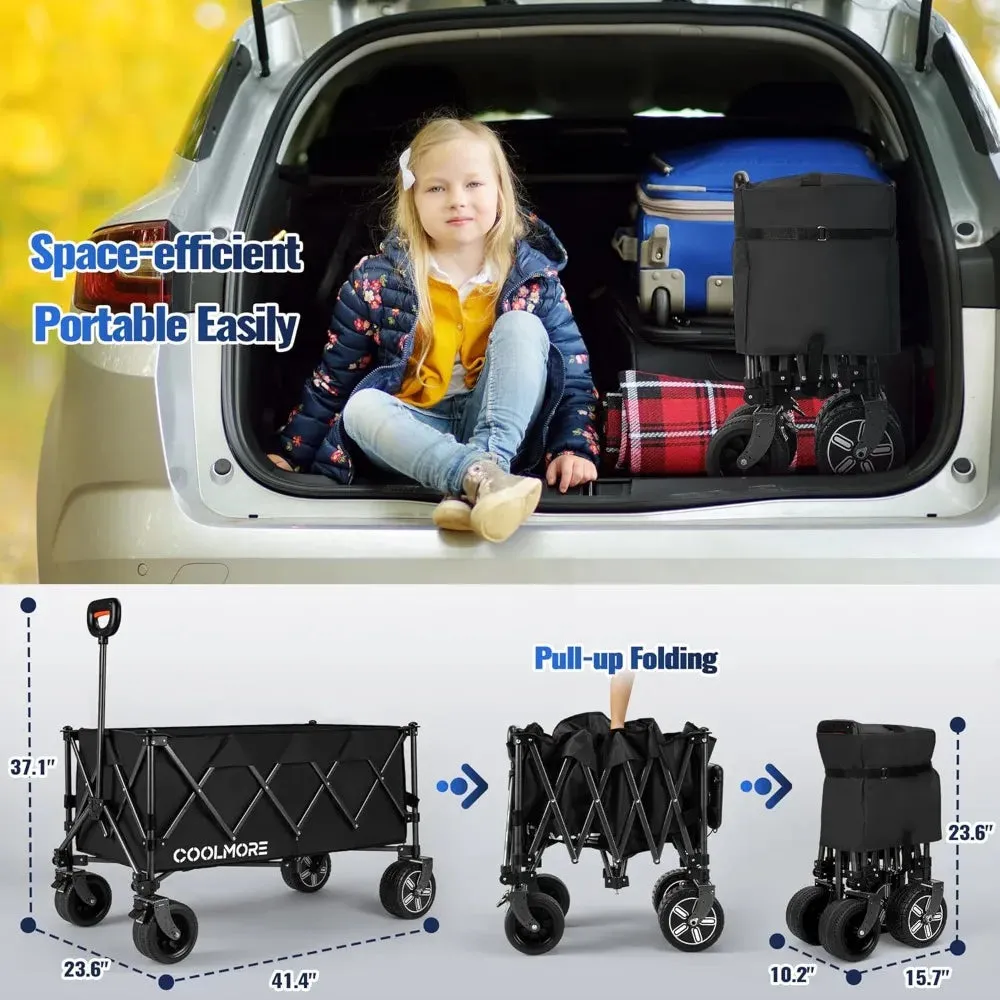 Electric Collapsible Utility Wagons 330lbs Capacity Foldable with Wheels Brakes