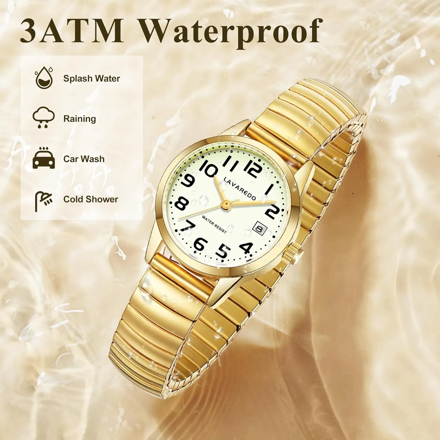 Elegant Gold Watches for Women Small Analog Watch, Waterproof Ladies Watches with Stainless Steel Expansion Band and Luminous Dial - Fashionable Christmas & Birthday Gifts for Women